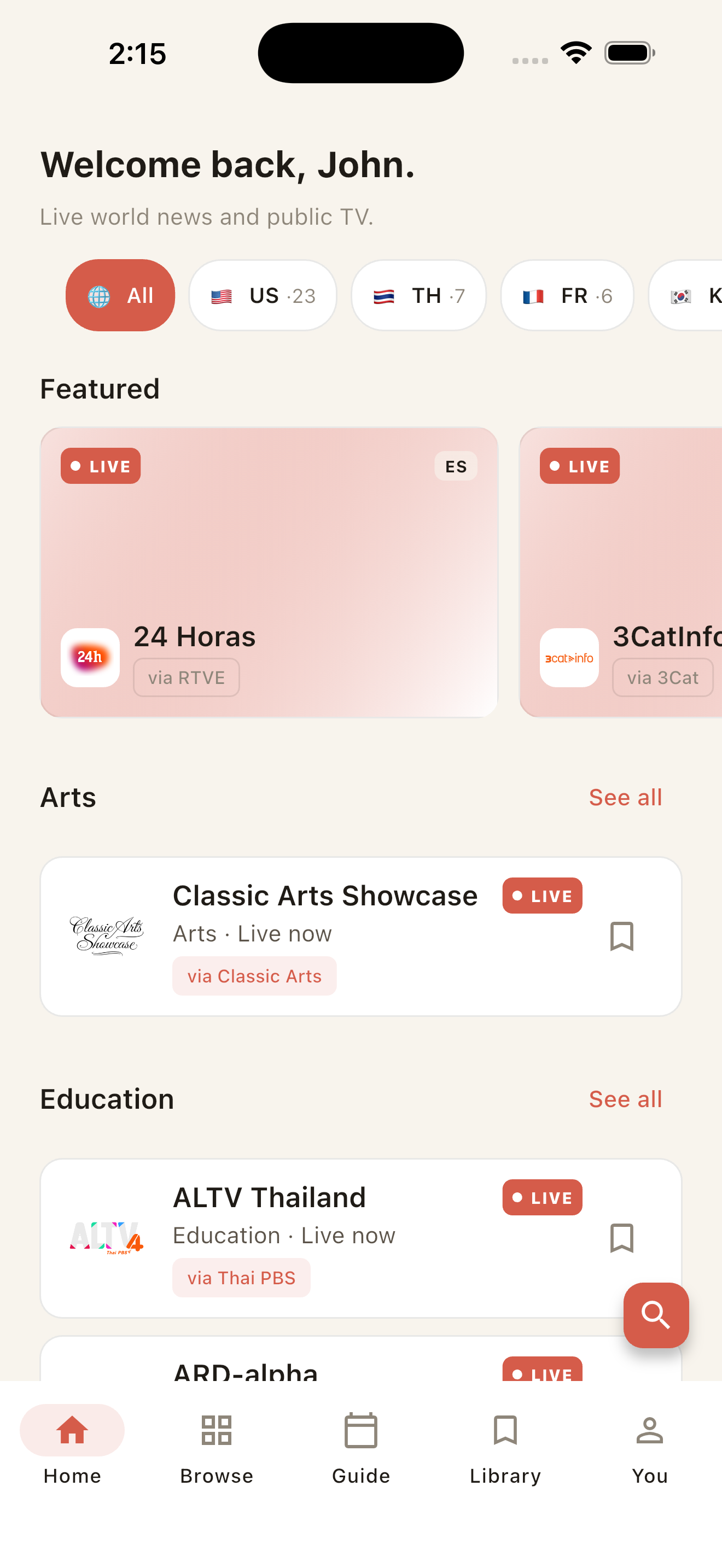 NodeTV live player